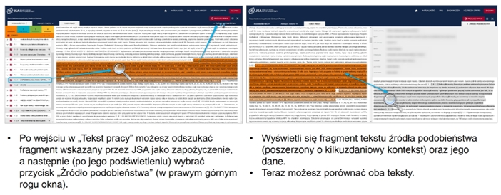 Zdjęcie obrazuje jak wygląda odwzorowanie tekstu źródłowego w&nbsp;JSA?