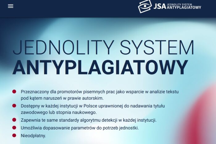 Widok strony startowej JSA